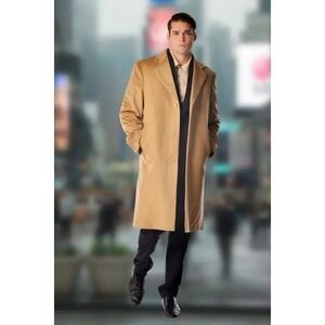 Cashmere Boutique Men's  Knee Length Overcoat Top Coat‎ Camel Caramel Sz 50 READ
